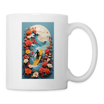 Surf & Fleurs - Mug blanc - blanc - Droite