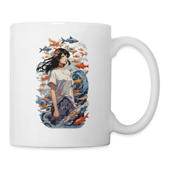 Anime Vaporwave Tokyo Dream Fish Design - Mug blanc - blanc - Droite