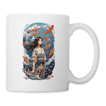 Japanische Ästhetik Kimono Koi Mädchen Design - Tasse - Weiß - Rechts