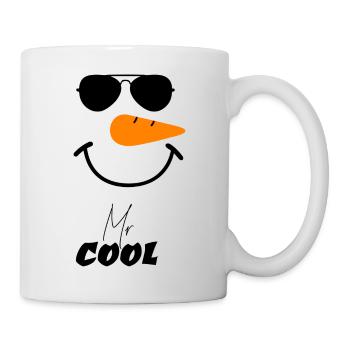Bonhomme de neige cool « Mr Cool » comme déguisement pour la fête - Mug blanc - blanc - Droite