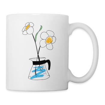 Coffee pot with flower - Mug - white - Right