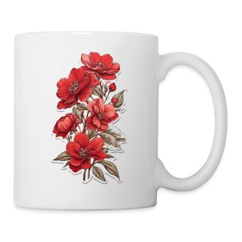 Schöne Rote Blume - Tasse - Weiß - Rechts