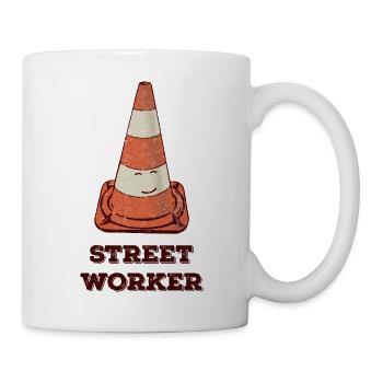 streetworker Straßenarbeiter Pylon Verkehrshütchen - Tasse - Weiß - Rechts