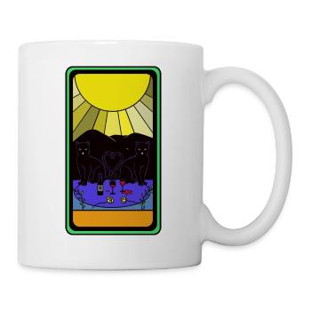 Tarot Katzen Katzen Fantasy Magisch Fantasy - Tasse - Weiß - Rechts