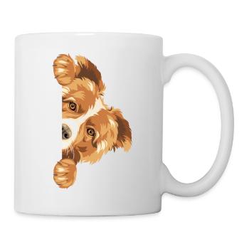 Spähender Border Collie Hund - Tasse - Weiß - Rechts