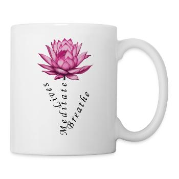 Atmen, meditieren, leben - Tasse - Weiß - Rechts