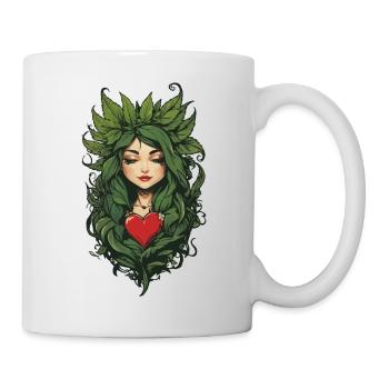 Herz Pflanzenliebe Tattoo Aesthetic Design - Tasse - Weiß - Rechts