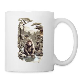 Japanmakake Ukiyo-E Affe in heißer Quelle Design - Tasse - Weiß - Rechts