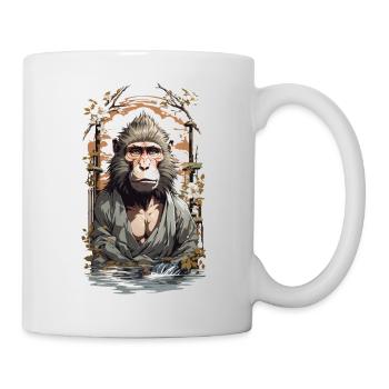 Figure mythique singe fleurs de cerisier Ukiyo-E Style Vintage - Mug blanc - blanc - Droite