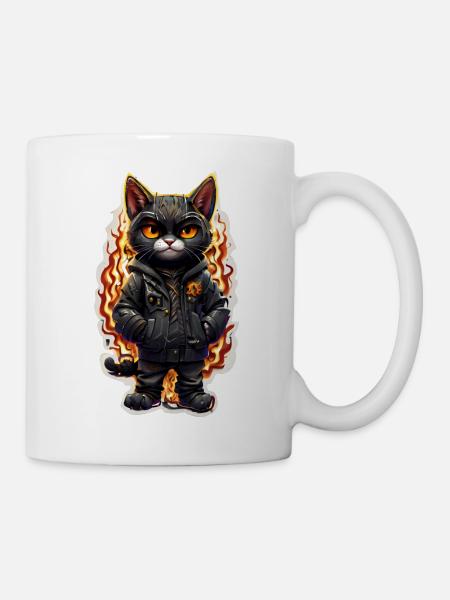 Coole feurige Katze - Tasse - Weiß