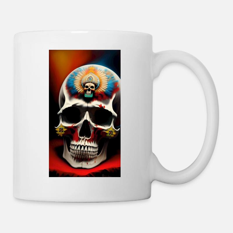 Indianer Schädel - Tasse - Weiß