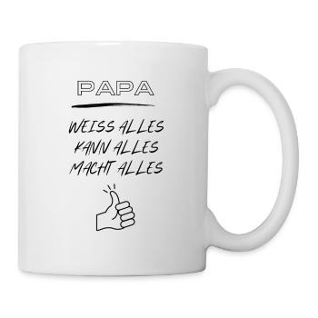 Daddy, knows everything, can do everything, does everything - Mug - white - Right