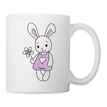 Cute cartoonish rabbit with flower - Mug - white - Right