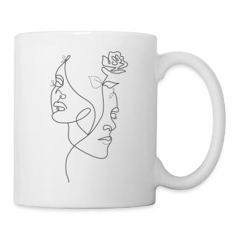 PORTRÄT von verliebten Menschen Rose eine Zeile - Tasse - Weiß - Rechts