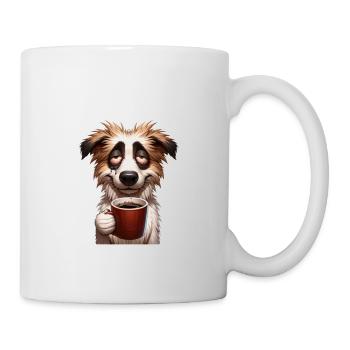 Hund müde mit Kaffeespruch - Tasse - Weiß - Rechts