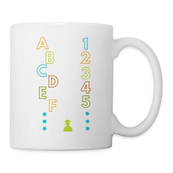 A B C D E F, 1 2 3 4 5, alphabet et numéro - Mug blanc - blanc - Droite