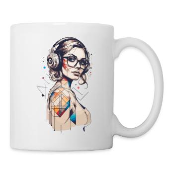 Farbspiel der Geometrie Porträt moderner Frau - Tasse - Weiß - Rechts