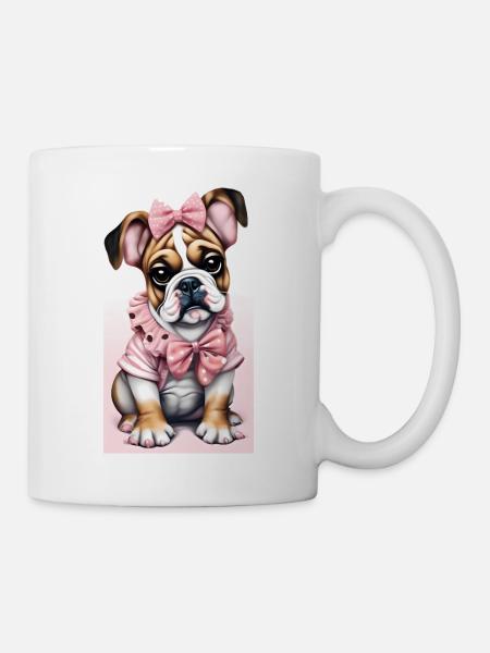 Bulldogge rosa - Tasse - Weiß