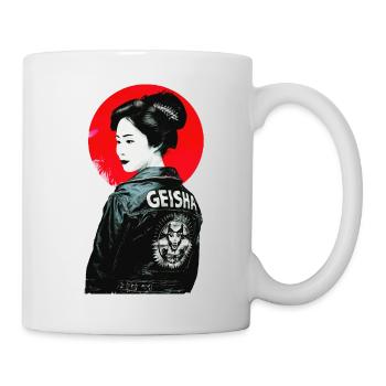 Geisha Motorcycle - Japanese Retro Urban Geek Tee - Mug - white - Right