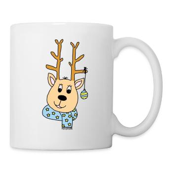 Frohe Weihnachten wünscht das Rentier - Tasse - Weiß - Rechts