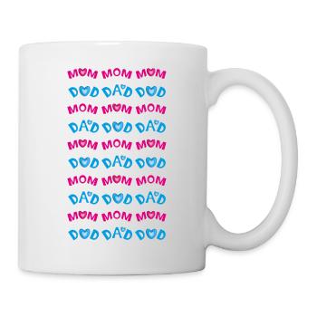 MOM trifft DAD, ein Dankeschön mit Herzen. - Tasse - Weiß - Rechts