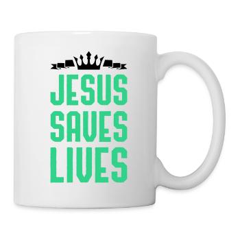 jesus saves lives - Tasse - Weiß - Rechts