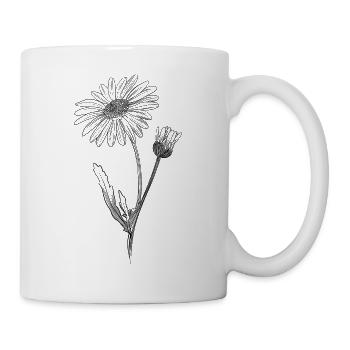 Vintage botanisches Gänseblümchen - Tasse - Weiß - Rechts