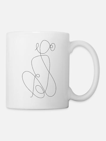 Woman Line Art Emma Big Black - Mug - white