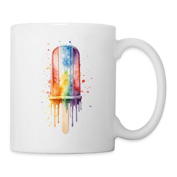 Regenbogen-Eis am Stiel mit Sommerspaß - Tasse - Weiß - Rechts