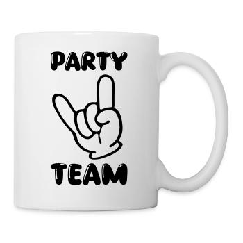 rock hand party team - Tasse - Weiß - Rechts