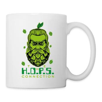 Bier Spruch lustiger Design - Die HOPS Connection - Tasse - Weiß - Rechts