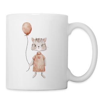 Cute cat with balloon - Mug - white - Right