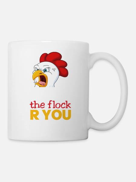 Hahn Chicken lustiger Spruch Who the Flock are you - Tasse - Weiß