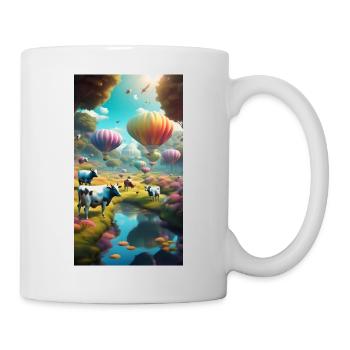 Kühe und Heissluftballons - Tasse - Weiß - Rechts