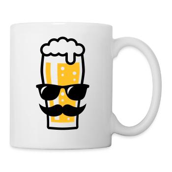 Bierglas (Bier / Sonnenbrille / Schnurrbart / 2C) - Tasse - Weiß - Rechts