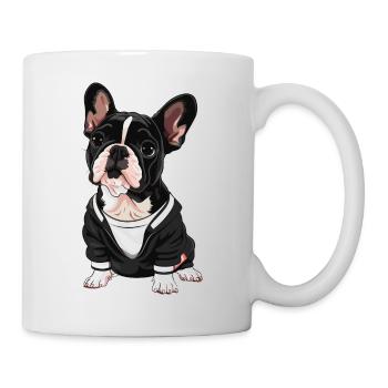 Niedliche Bulldogge Mops Hund - Tasse - Weiß - Rechts