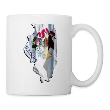 Illinois (États-Unis) | Drapeau réel | Carte des drapeaux - Mug blanc - blanc - Droite