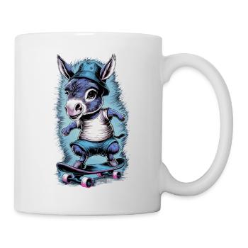 Esel auf Skateboard Skater Skateboarding für - Tasse - Weiß - Rechts