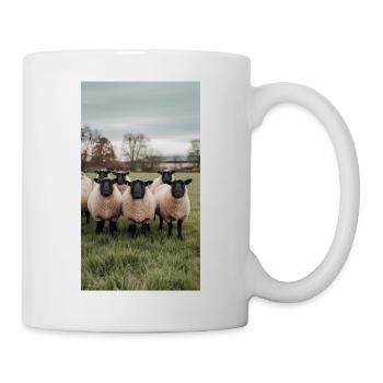 Schafe auf der Wiese - Tasse - Weiß - Rechts