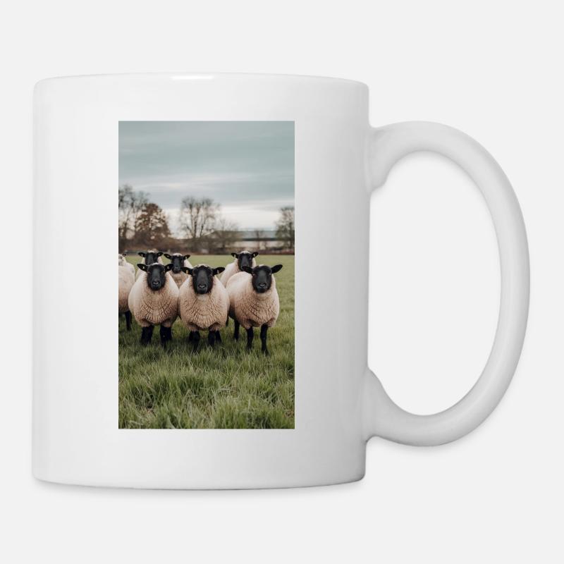 Schafe auf der Wiese - Tasse - Weiß