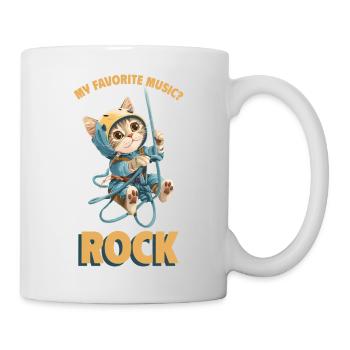 My favorite music? Rock Klettern Süße Katze - Tasse - Weiß - Rechts