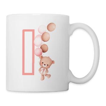 Lettre i rose ours - Mug blanc - blanc - Droite