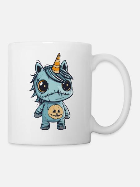 Licorne Halloween Drôle Zombie - Mug blanc - blanc
