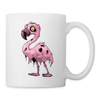 Flamingo Halloween Lustig Zombie - Tasse - Weiß - Rechts