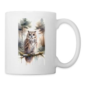 Eule im Aquarell - Tasse - Weiß - Rechts