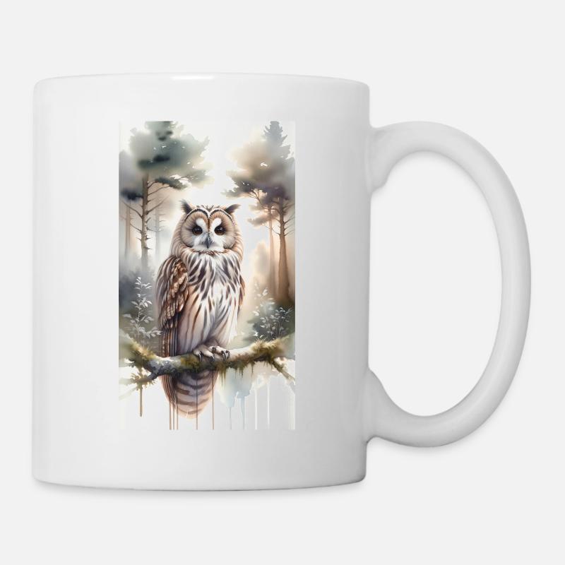 Owl in watercolor - Mug - white