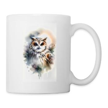 Eule im Aquarell - Tasse - Weiß - Rechts