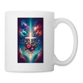 Cosmic Floral Cross Flowers in the Sky Outer Space - Mug - white - Right