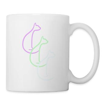3 Chats Assis Trois Amis Équipe Silhouettes - Mug blanc - blanc - Droite