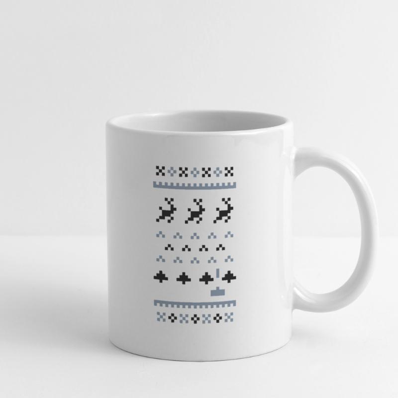 Pull de Noël laid 8 bits : Envahisseurs de Noël Mug blanc